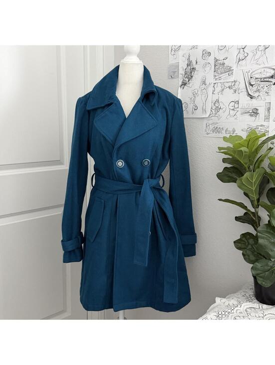 New York & Company Jackets & Blazers - New York & Company blue wool trench coat